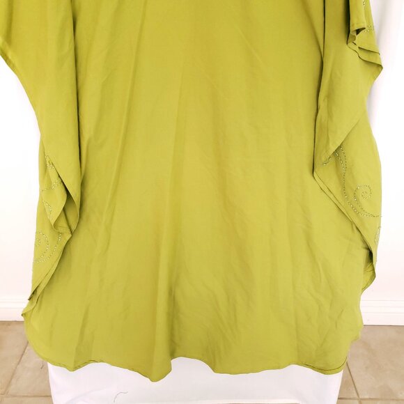 Rima Beach World Green Sequence Poncho Moo Moo Boho Relaxed Dress One Size - Picture 16 of 16